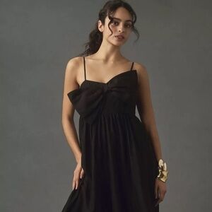 Anthropologie Hutch Linen Bow Jumpsuit Sz  M